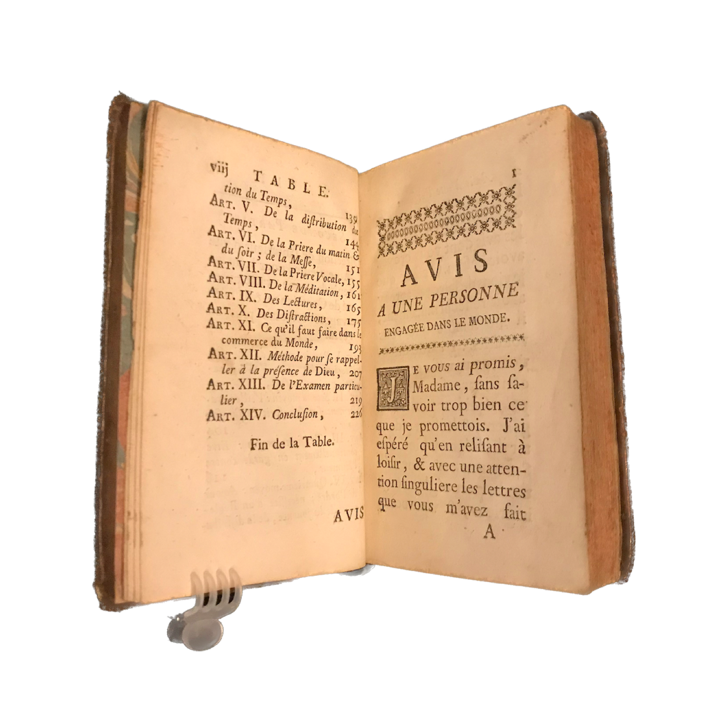 1759 - CLÉMENT (L'abbé). Avis à une personne engagée dans le monde