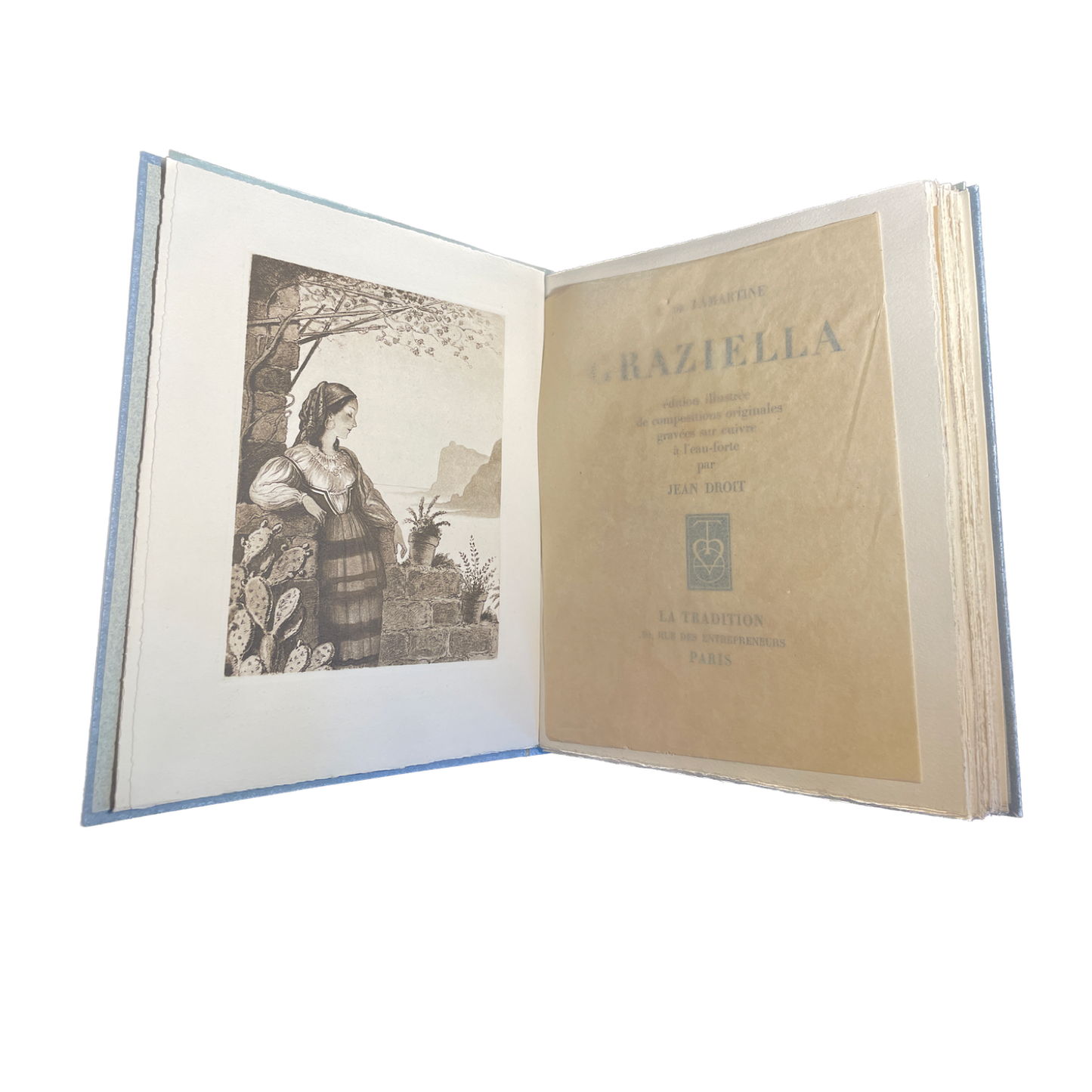 1942 - LAMARTINE (Alphonse de) - Grazziella - Edition illustrée de compositions originales gravées sur cuivre à l'eau-forte par Jean Droit